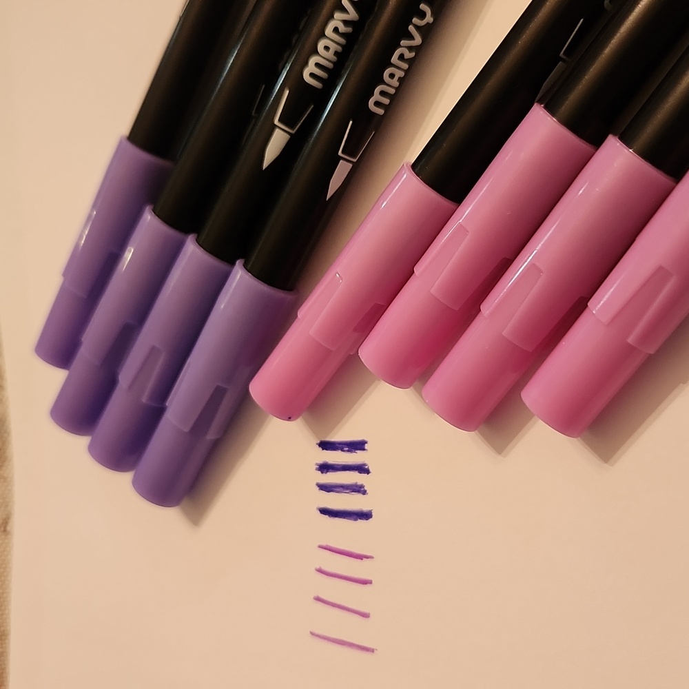 Lot of 8 Marvy LePlume ll markers new 4 amethyst 4 orchid